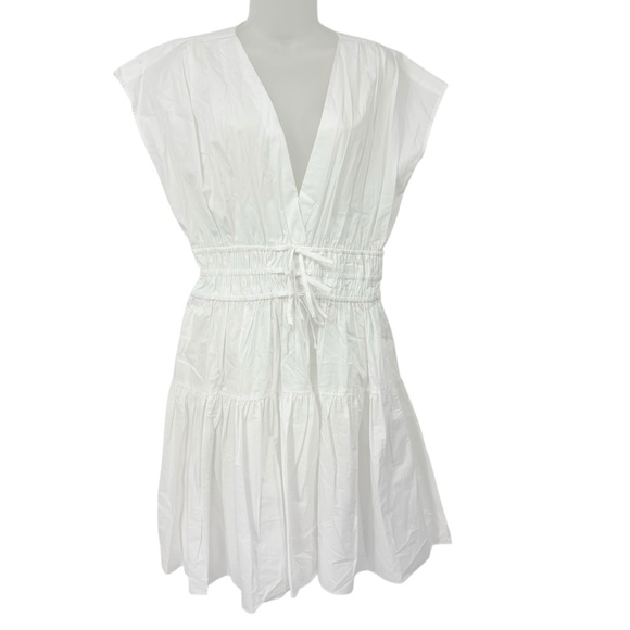 Derek Lam 10 Crosby Tora White V-Neck Tiered Cotton Poplin Dress Size 10 NEW - Picture 7 of 11